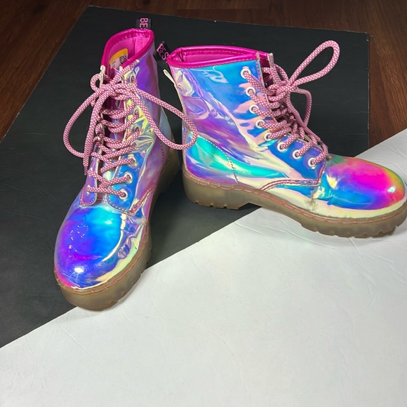 Festy Besty Shoes - Festy Besty Iridescent Combat Boots